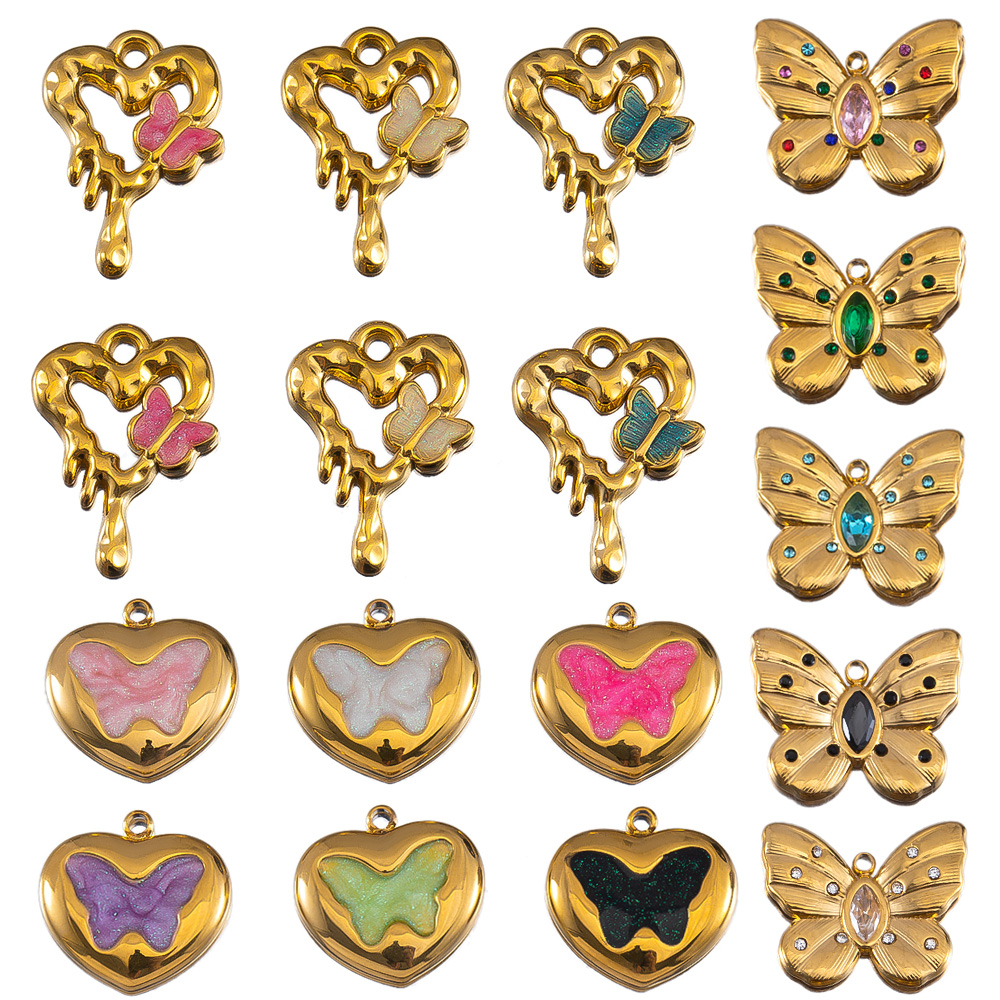 Jewelry Making Beginners - 2pcs Enamel Butterfly Lava Love Heart