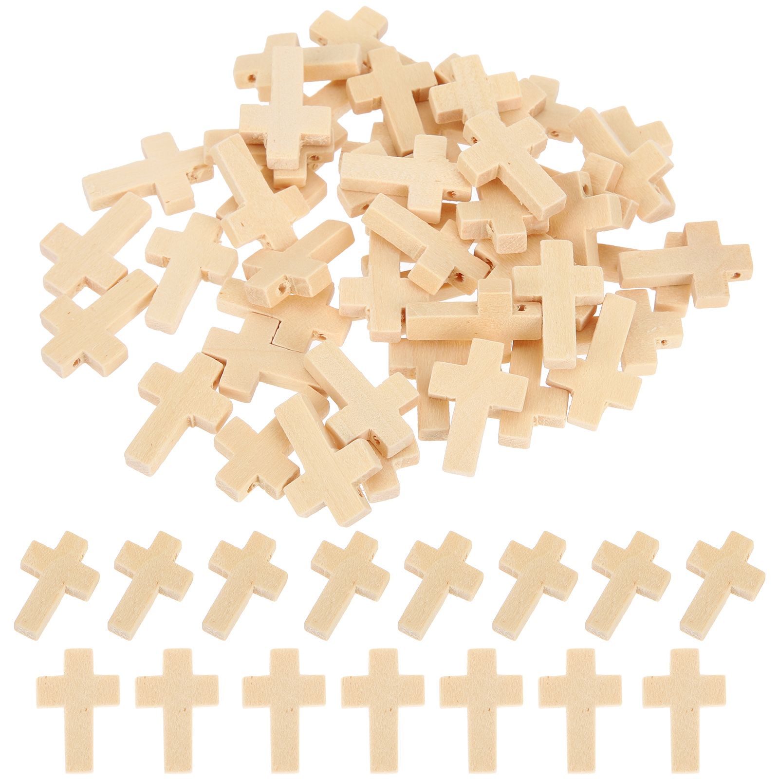 Jewelry Making Terms - 50 Pcs Wooden Cross Pendant Charms