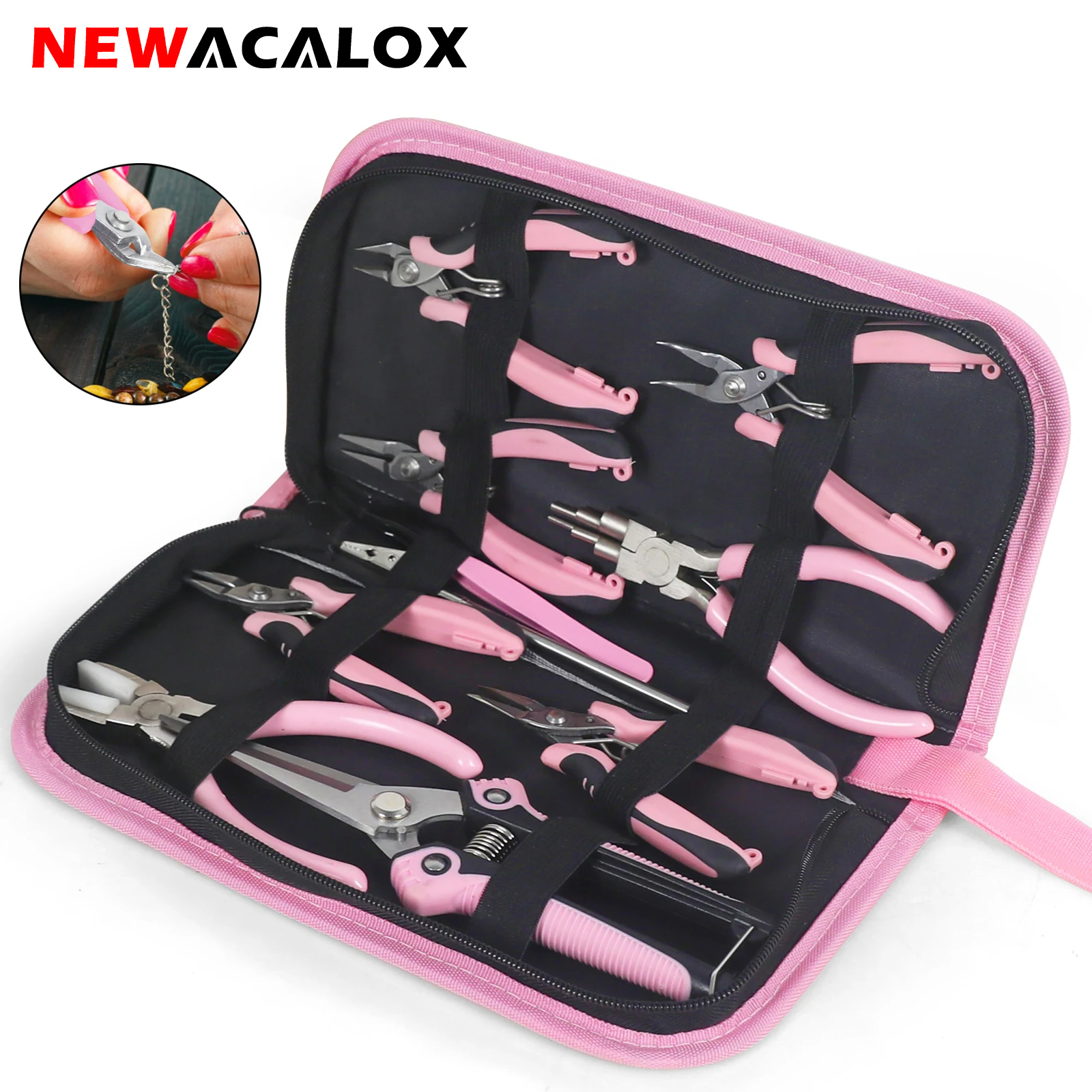 Jewelry Plier Set - NEWACALOX Mini Jewelry Pliers Carbon Steel