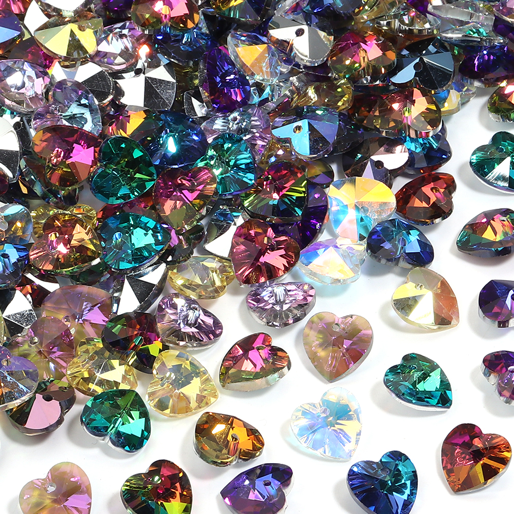 Jewelry Making Beginners - 10Pcs Aurora Color Heart Shaped Crystal