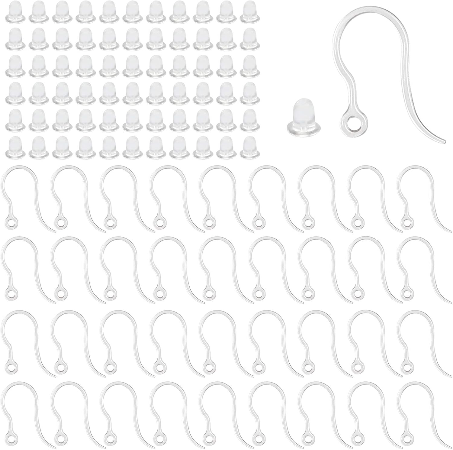 Jewelry Making Accessories - 40pcs Clear Plastic Earring Hooks Ear