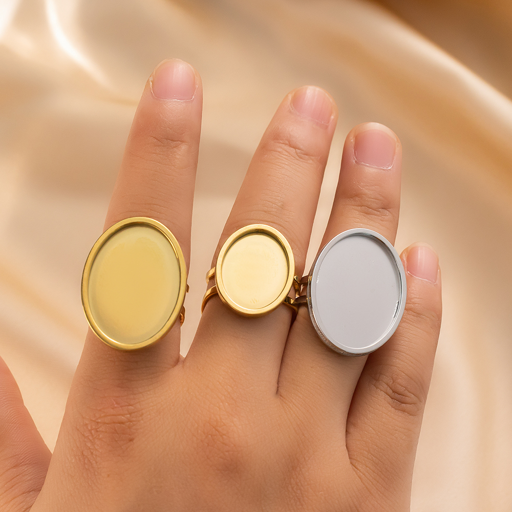 4Pcs Stainless Steel Golden Bl - Ring Blank Adjustable avaliação e preço