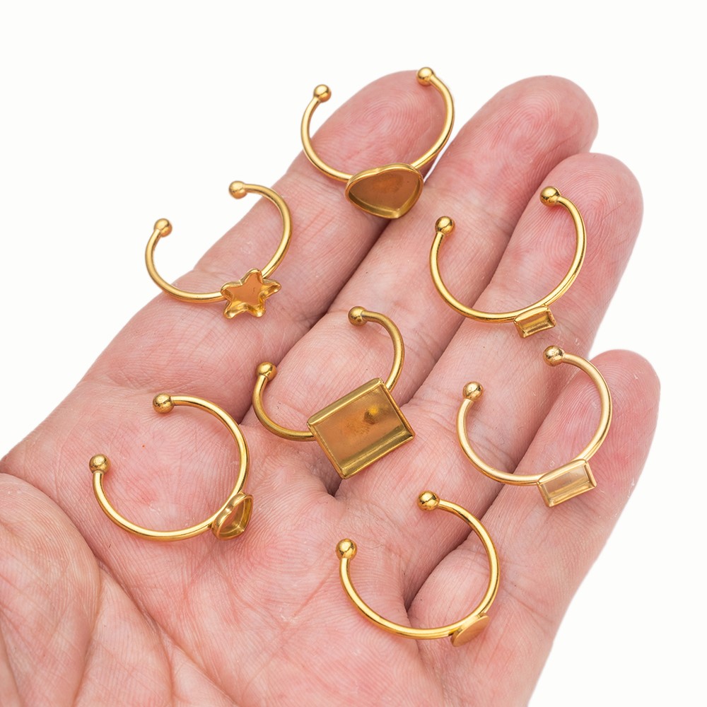 5pcs Stainless Steel Adjustabl - Ring Blank Adjustable avaliação e preço