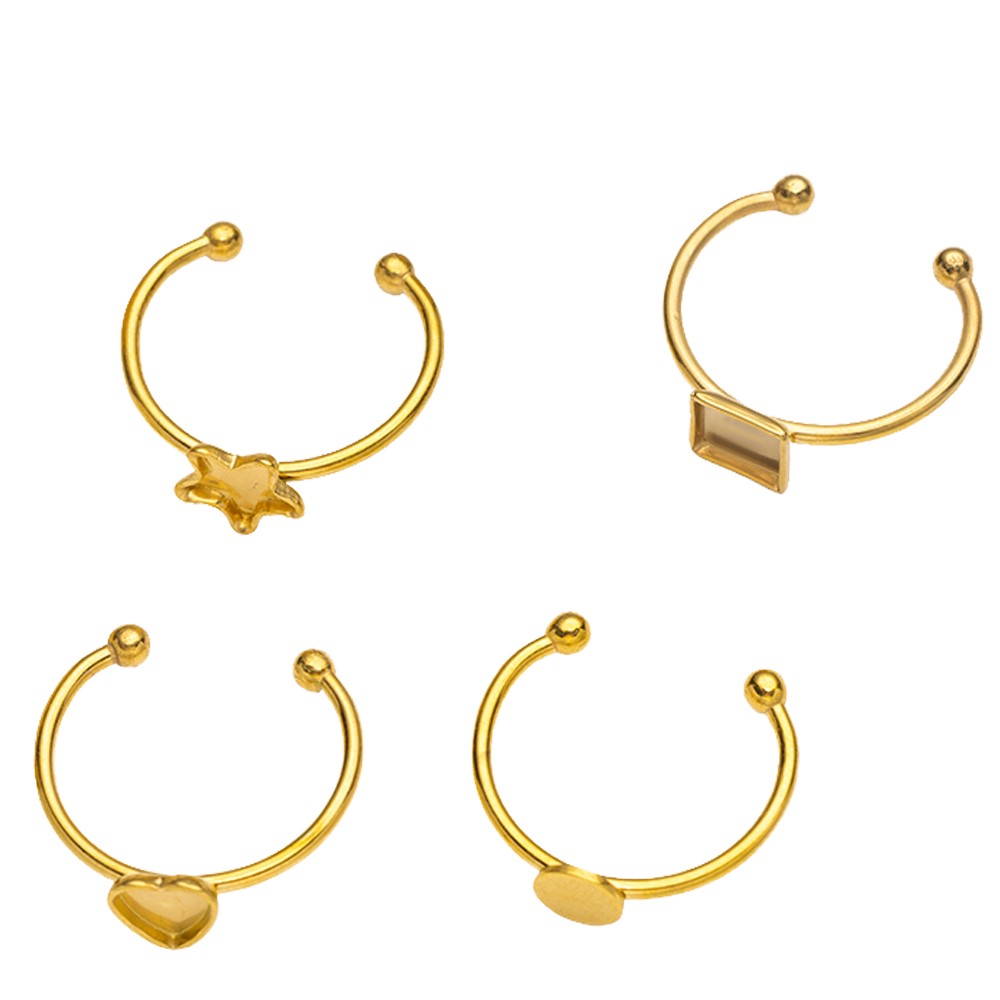 5pcs Stainless Steel Adjustabl - Ring Blank Adjustable avaliação e preço