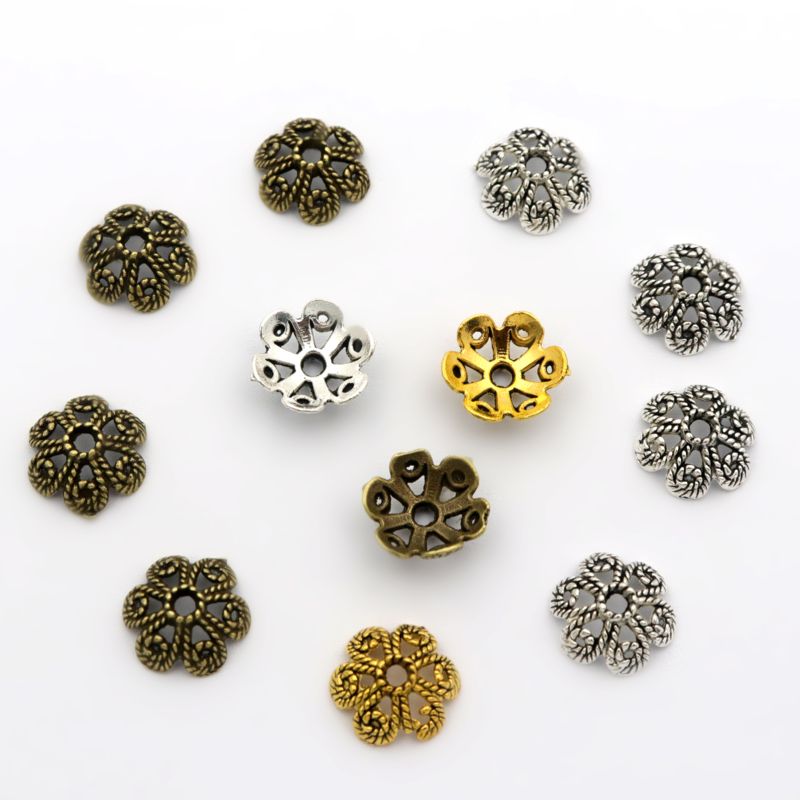 50pcs Flower Hollow Loose Spac - Jewelry Making Business avaliação e preço