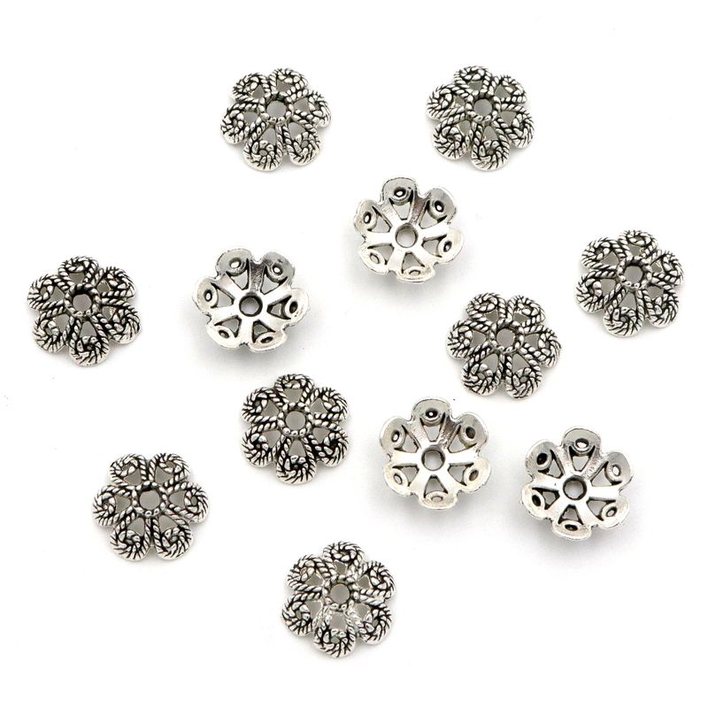 50pcs Flower Hollow Loose Spac - Jewelry Making Business avaliação e preço