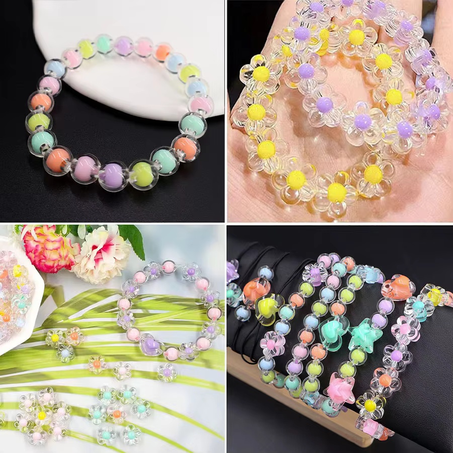 174pcs/Box Heart Acrylic Beads - Jewelry Making Kits For Kids avaliação e preço