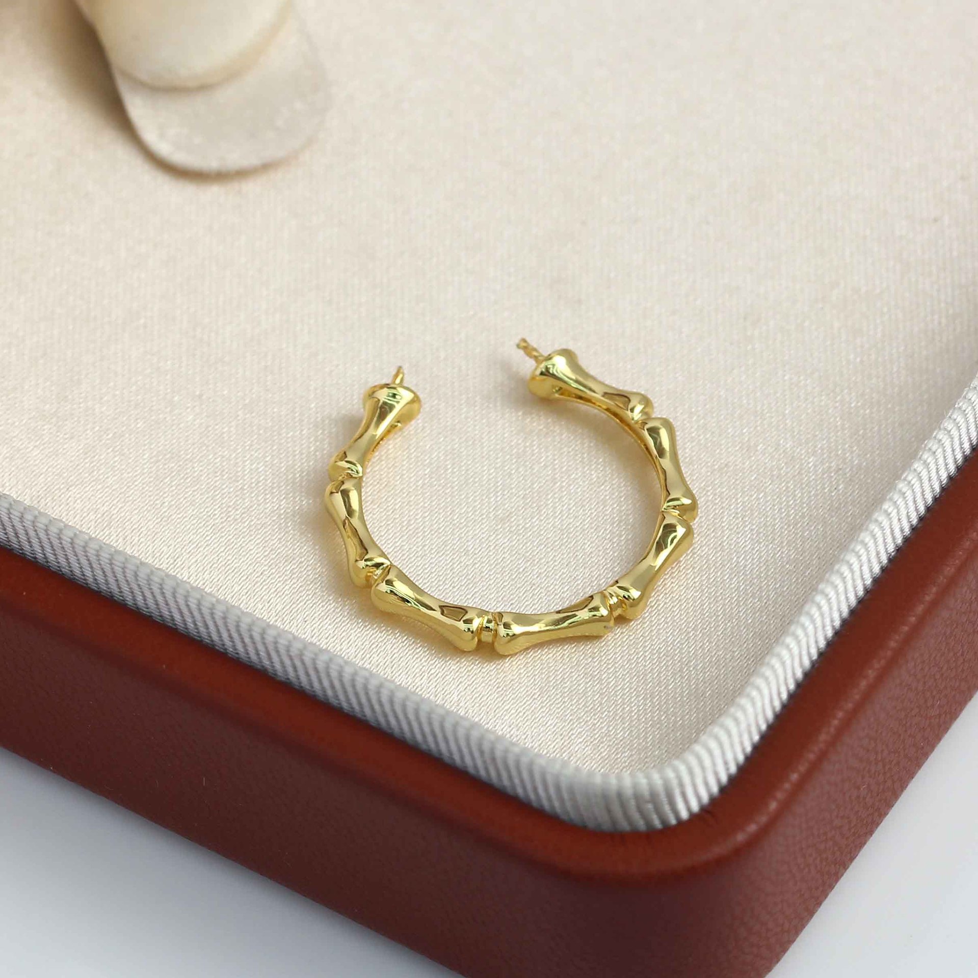 JZ032 Copper Gold Plated Bambo - Ring Blank Adjustable avaliação e preço