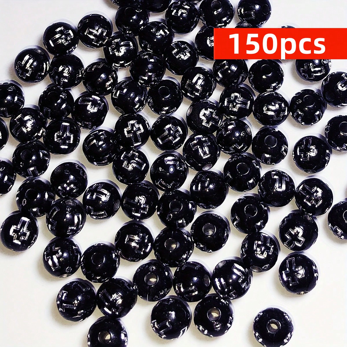 8mm 150pcs Black And White Cro - Jewelry Making Business avaliação e preço