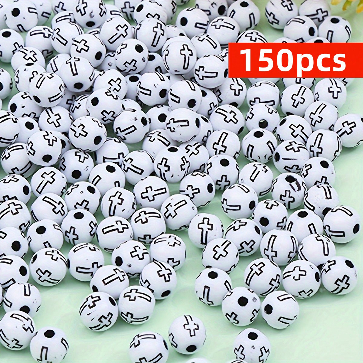 8mm 150pcs Black And White Cro - Jewelry Making Business avaliação e preço