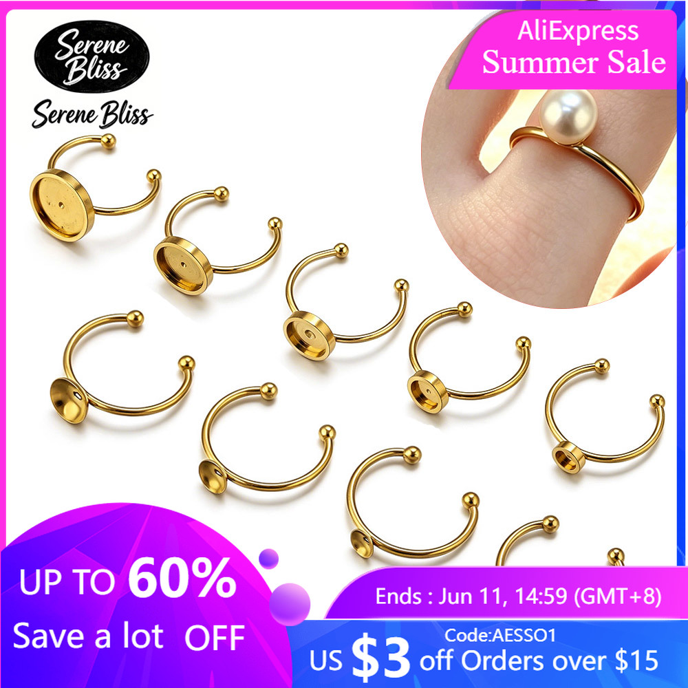 10pcs Stainless Steel Round Ad - Ring Blank Adjustable avaliação e preço