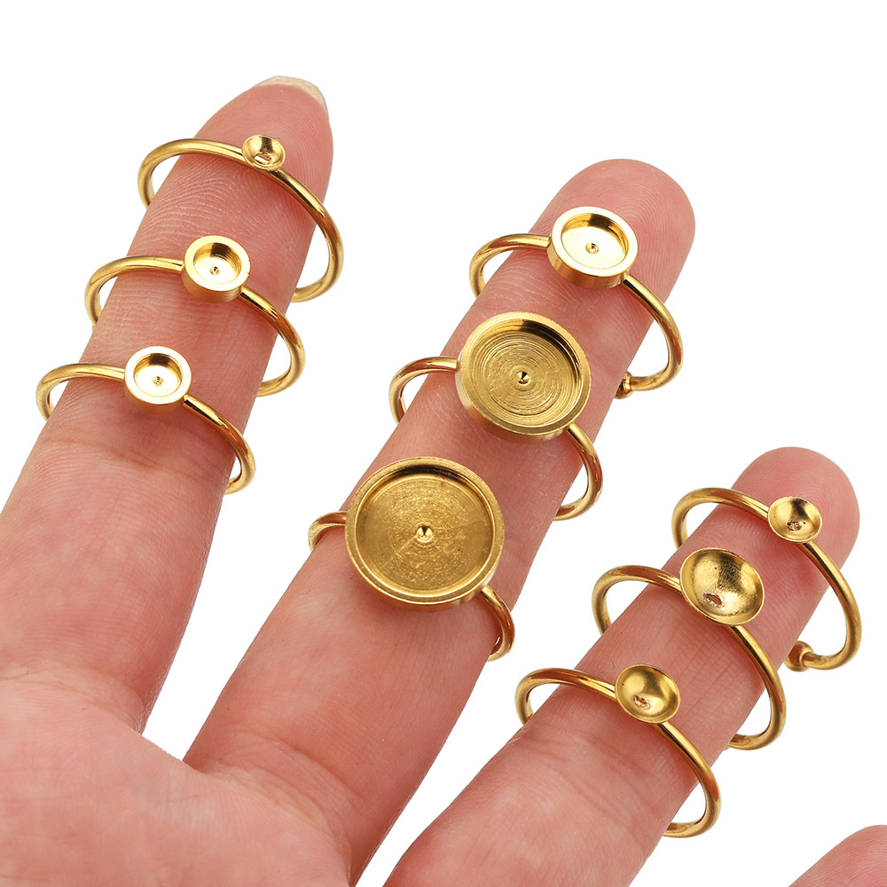 10pcs Stainless Steel Round Ad - Ring Blank Adjustable avaliação e preço