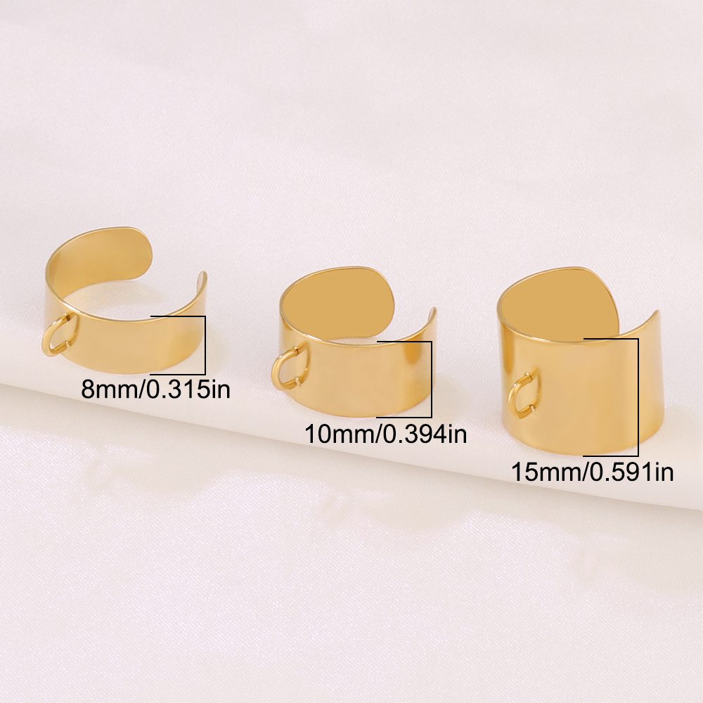 2Pcs 8/10/15mm Stainless Steel - Ring Blank Adjustable avaliação e preço