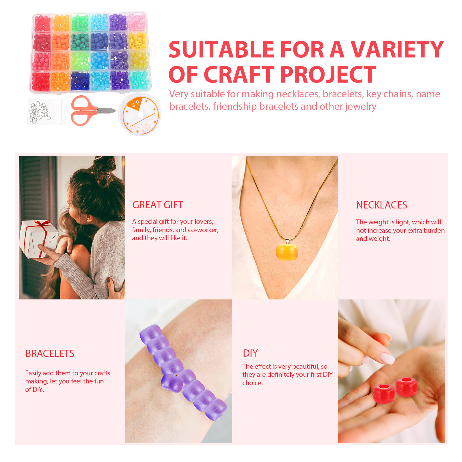 1Set Large Hole Beads DIY Bead - Jewelry Making Kits For Kids avaliação e preço