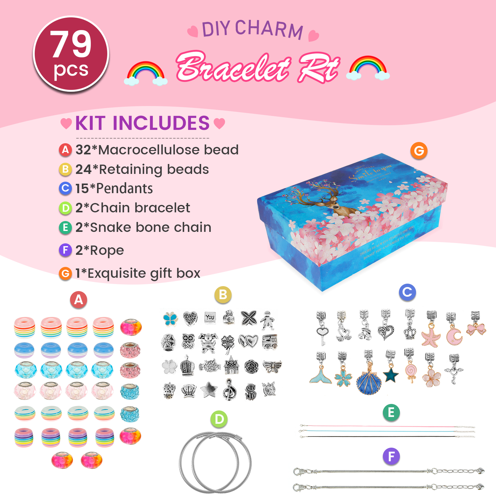 78Pcs Bracelet Making Kit Char - Jewelry Making Kits For Kids avaliação e preço
