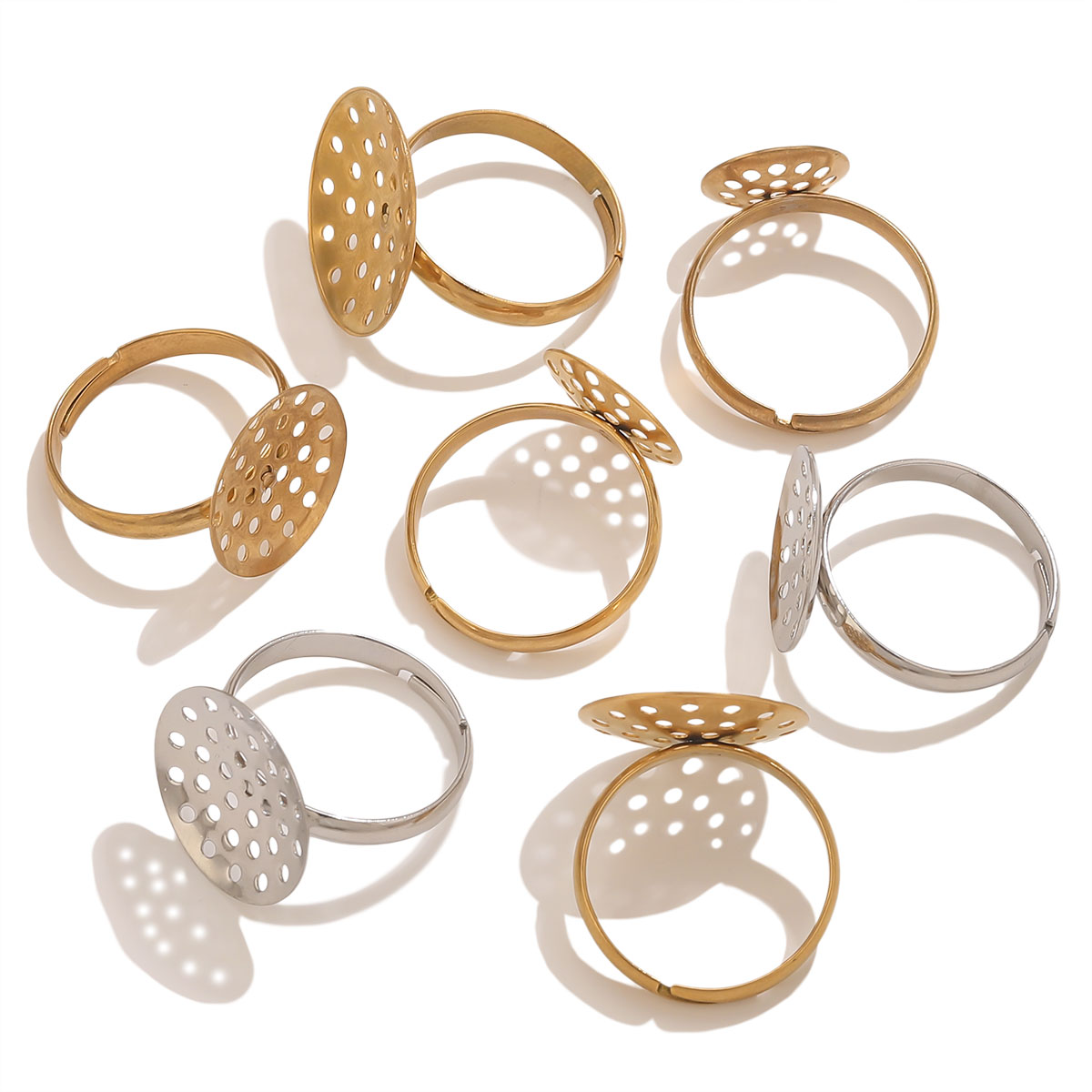 10pcs/lot Stainless Steel Ring - Ring Blank Adjustable avaliação e preço