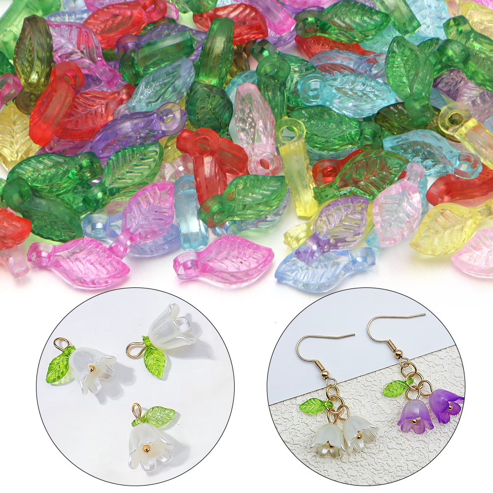 200pcs/lot Green Leaves Glass  - Jewelry Making Beginners avaliação e preço