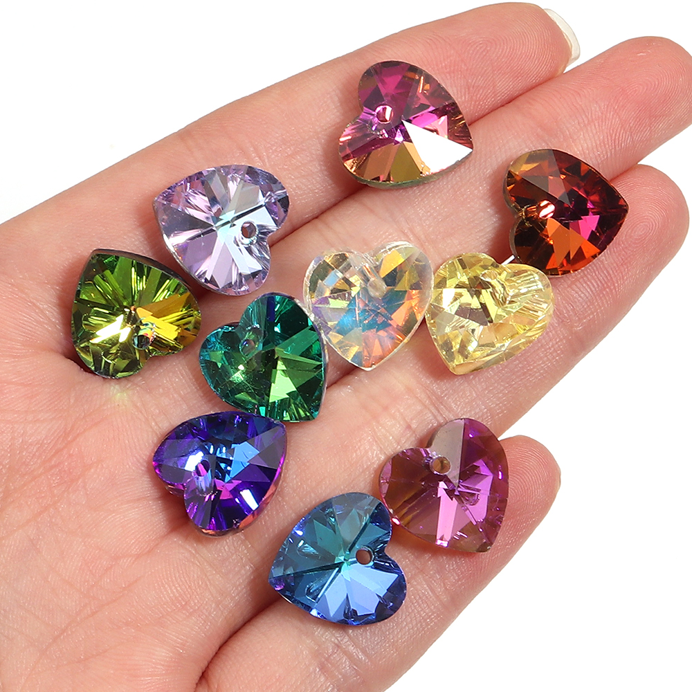10Pcs Aurora Color Heart Shape - Jewelry Making Beginners avaliação e preço