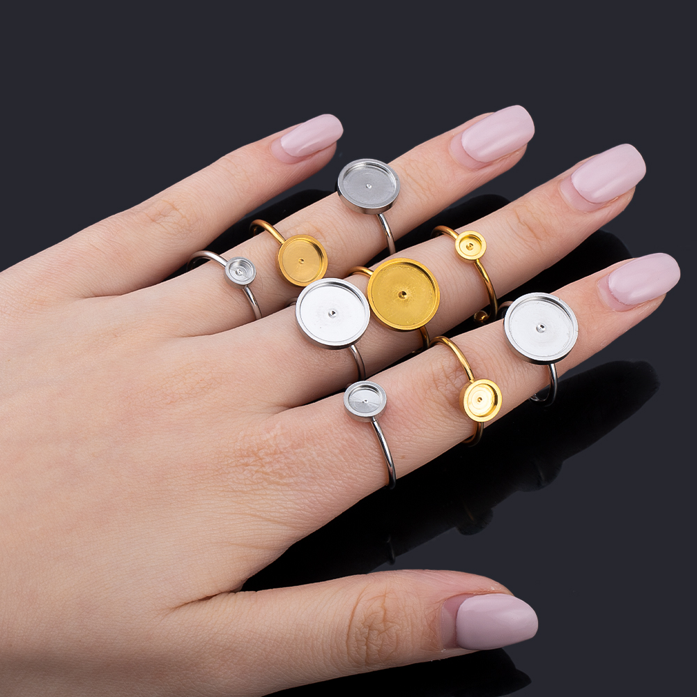 10pcs Adjustable Open Finger R - Ring Blank Adjustable avaliação e preço
