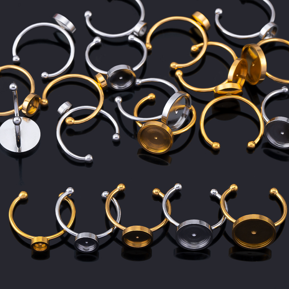 10pcs Adjustable Open Finger R - Ring Blank Adjustable avaliação e preço