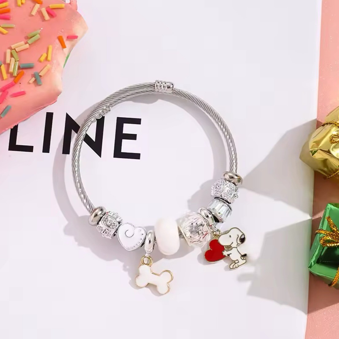 Cute Cartoon Snoopy Bone Heart - Jewelry Making Accessories avaliação e preço