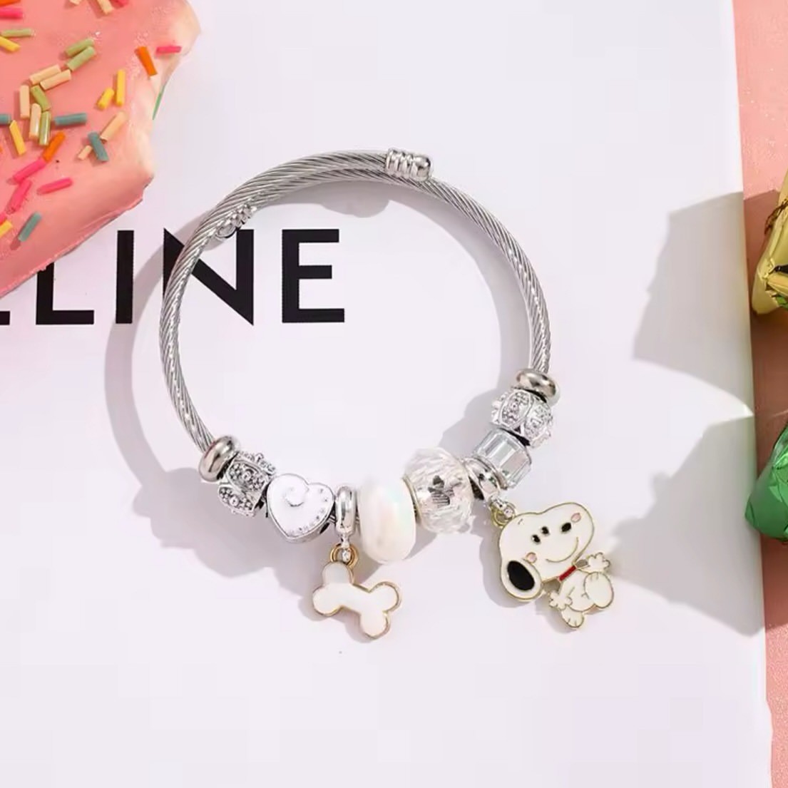 Cute Cartoon Snoopy Bone Heart - Jewelry Making Accessories avaliação e preço