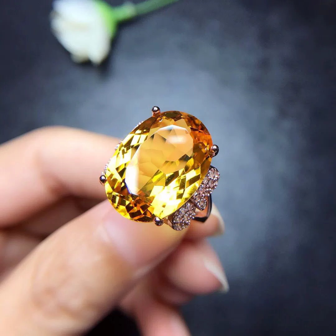 Natural Yellow Citrine Quartz  - Ring Blank Adjustable avaliação e preço