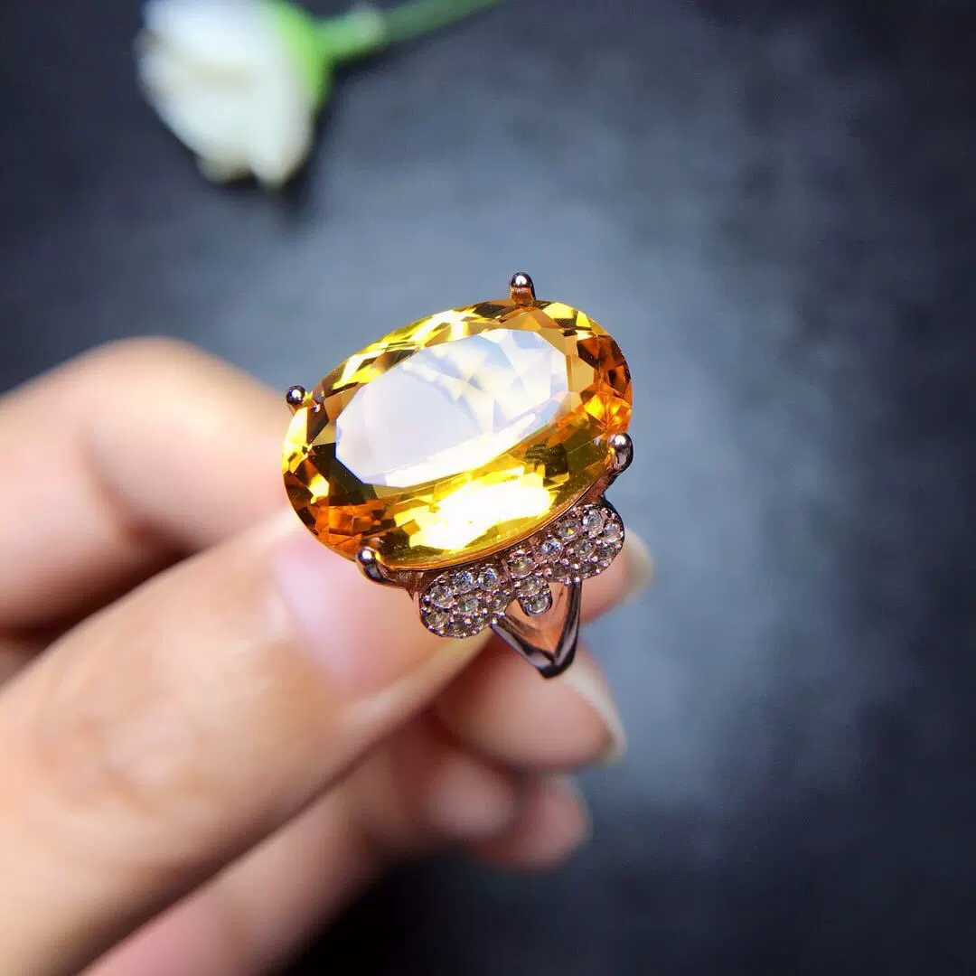 Natural Yellow Citrine Quartz  - Ring Blank Adjustable avaliação e preço