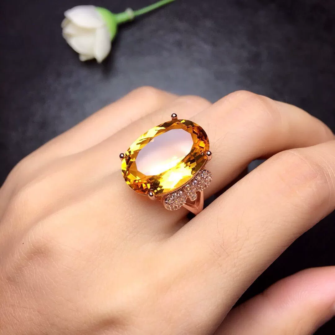 Natural Yellow Citrine Quartz  - Ring Blank Adjustable avaliação e preço