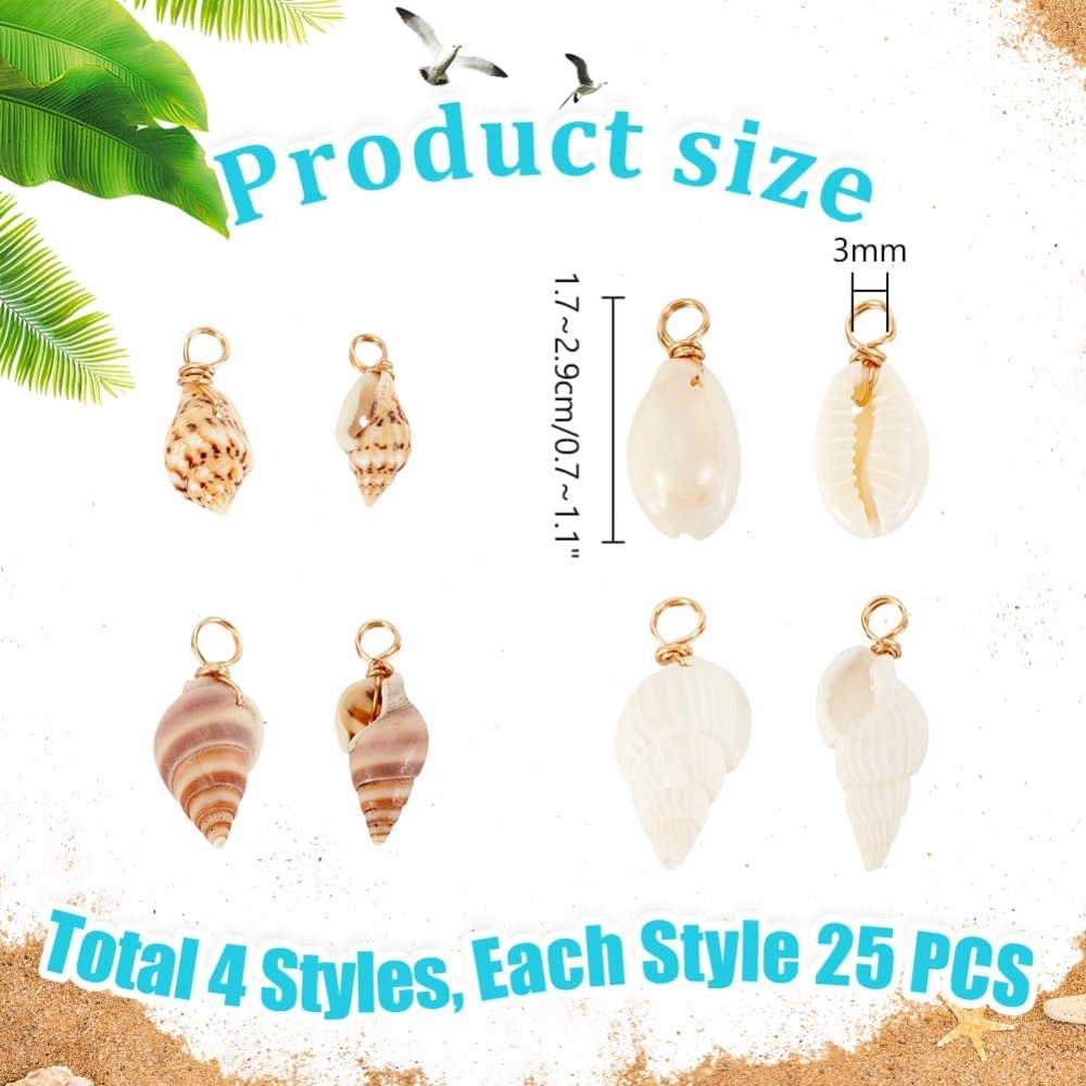 100pcs 4 Styles Natural Shell  - Jewelry Making Beginners avaliação e preço