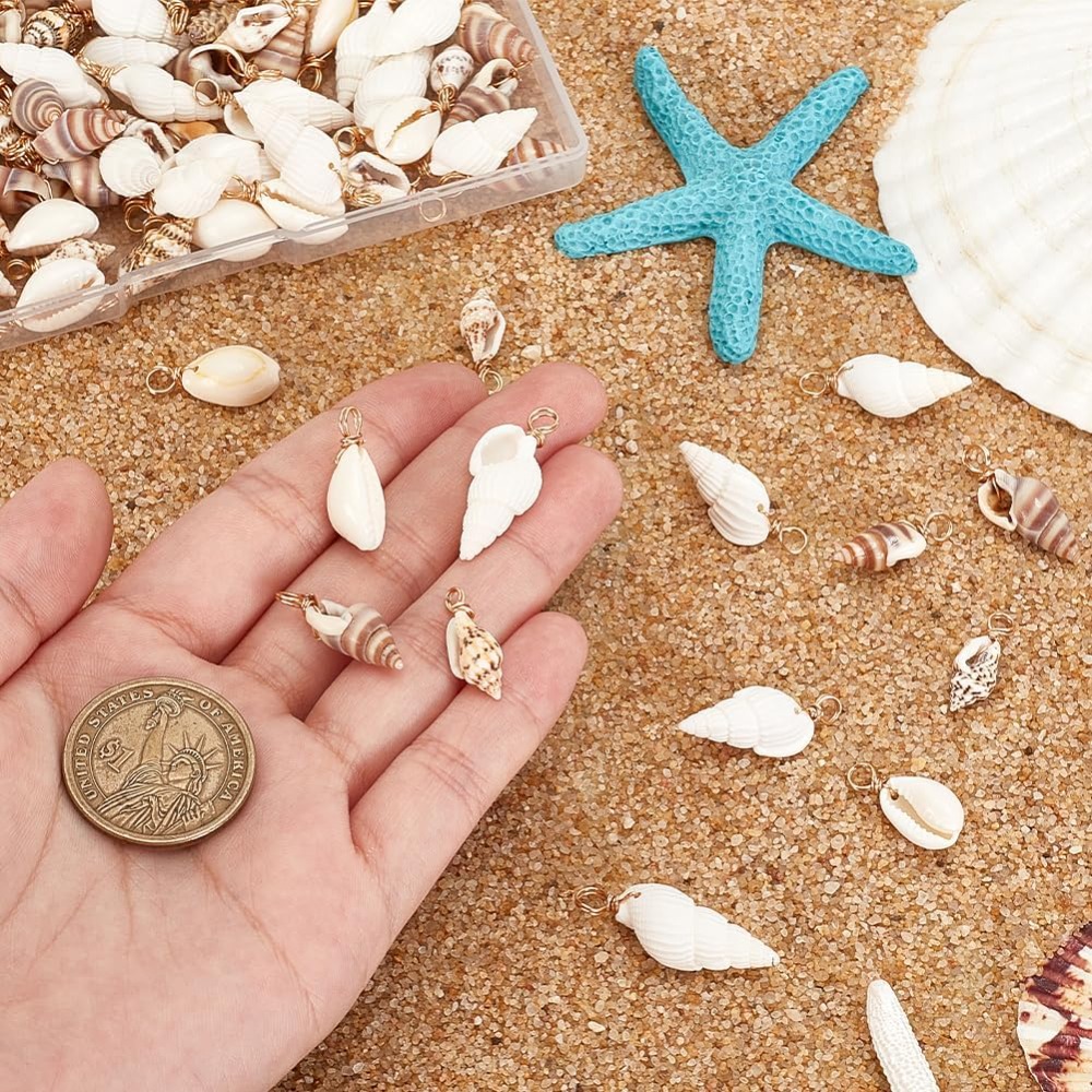 100pcs 4 Styles Natural Shell  - Jewelry Making Beginners avaliação e preço