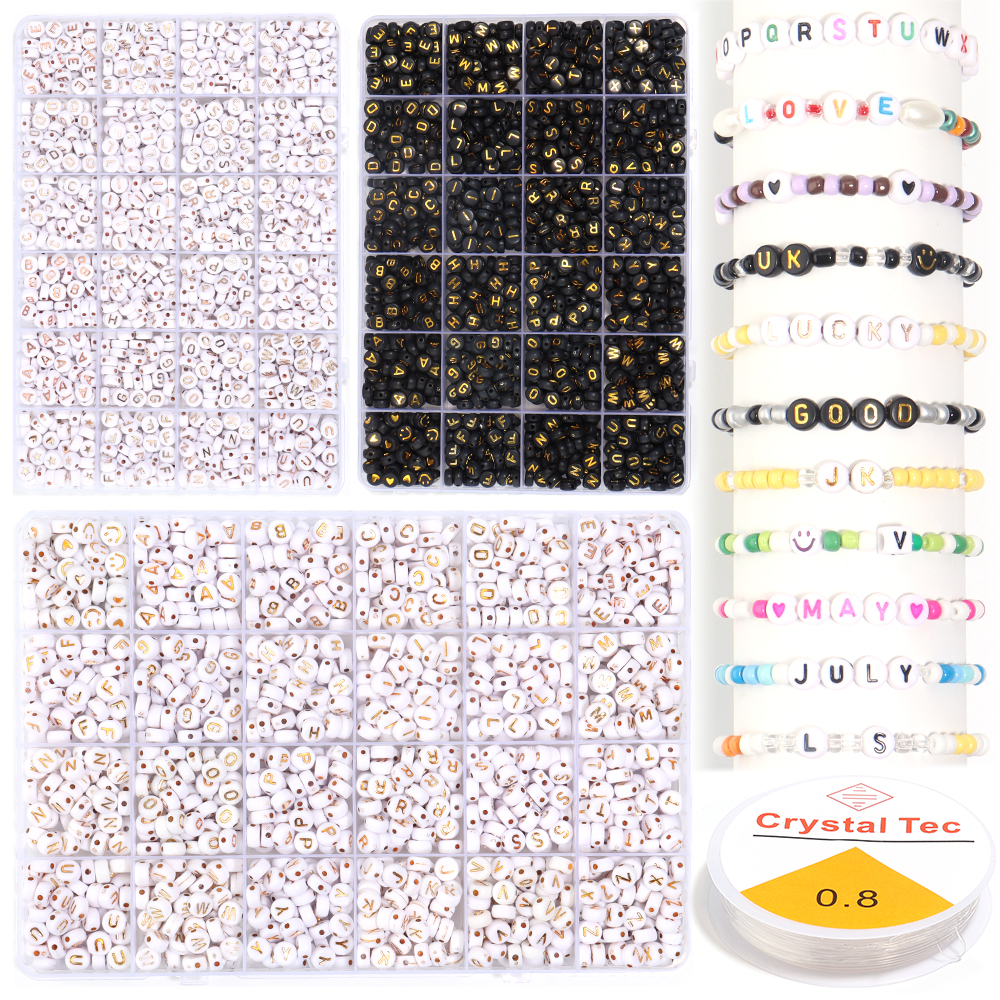 1200pcs/box Acrylic Letter Bea - Jewelry Making Tutorial avaliação e preço