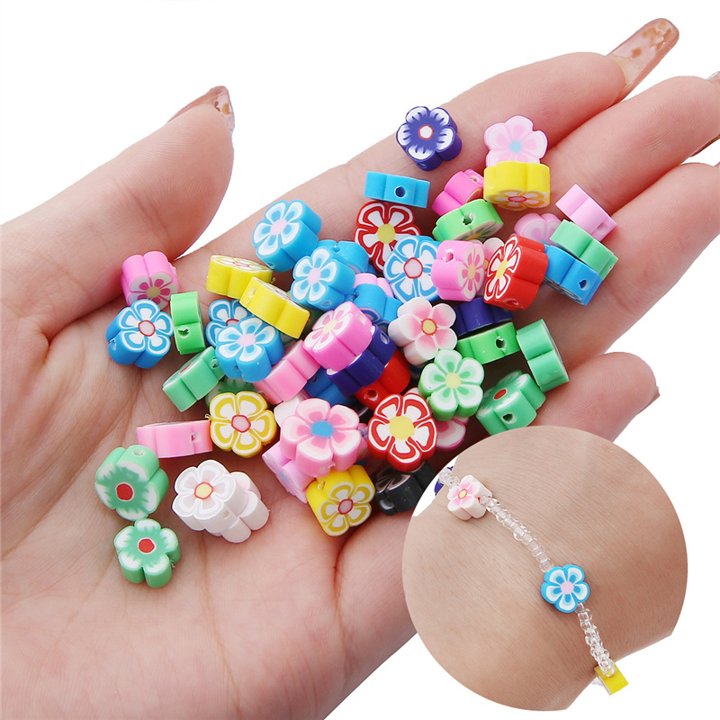 100pcs 10mm Mixed Flowers Poly - Jewelry Making Business avaliação e preço