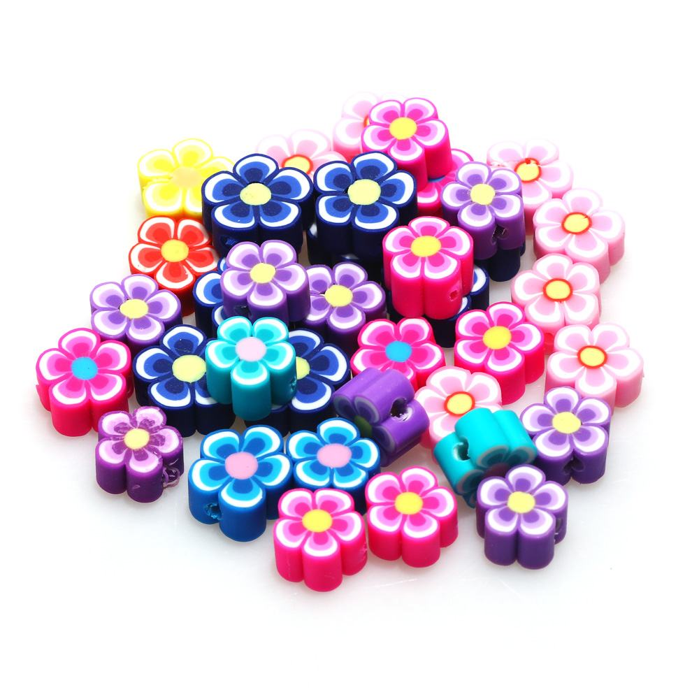 100pcs 10mm Mixed Flowers Poly - Jewelry Making Business avaliação e preço