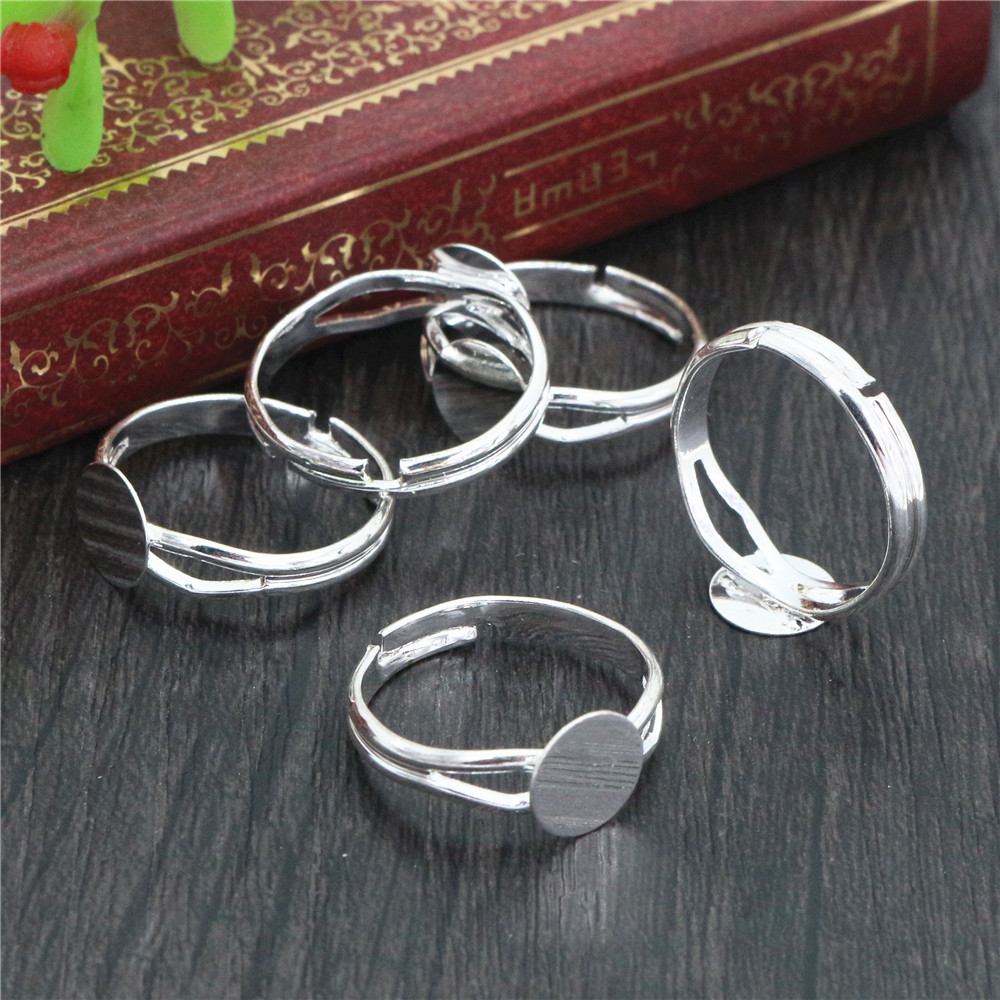 6/8/10/12mm 10pcs Silver Plate - Ring Blank Adjustable avaliação e preço