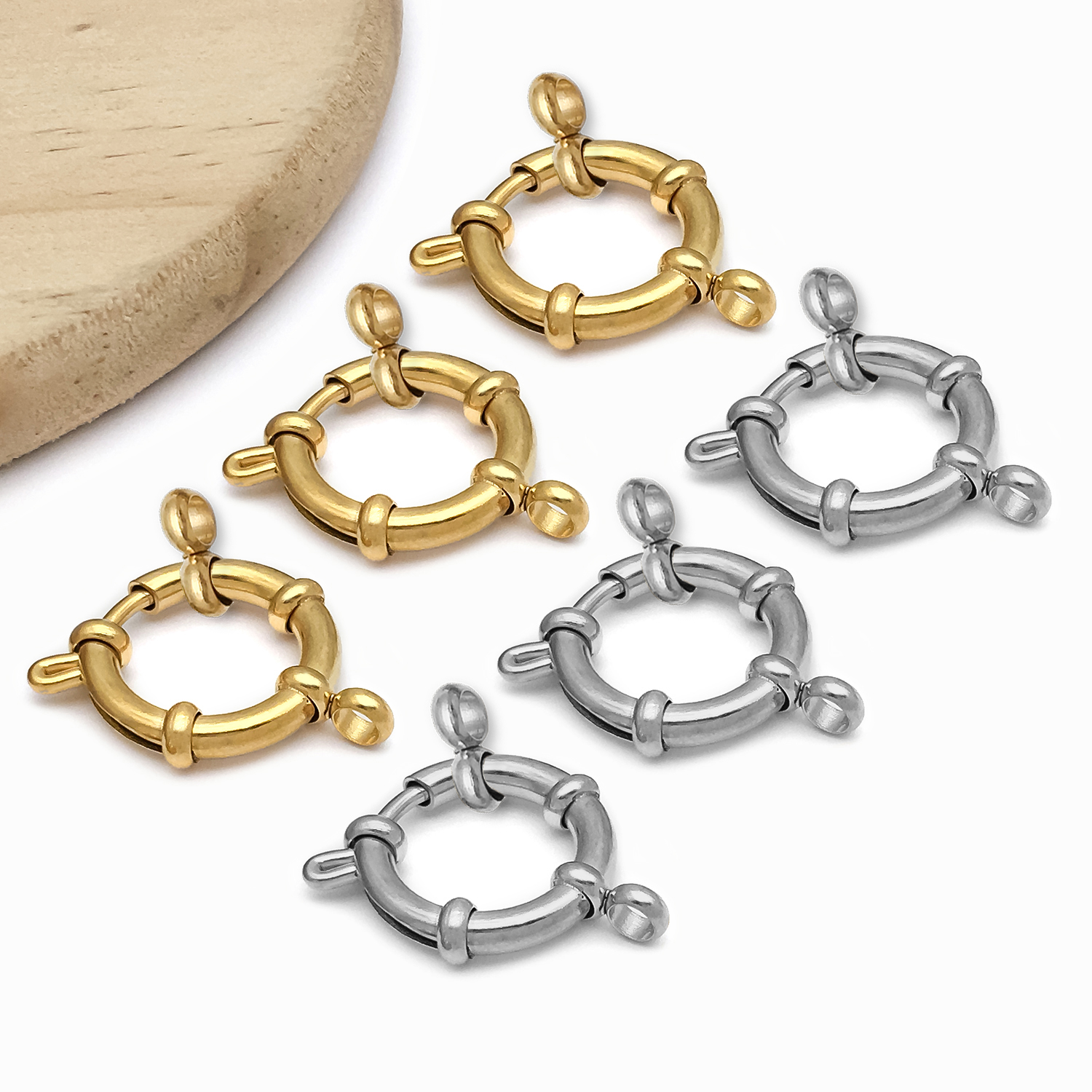 2pcs Stainless Steel Round Cla - Jewelry Making Accessories avaliação e preço