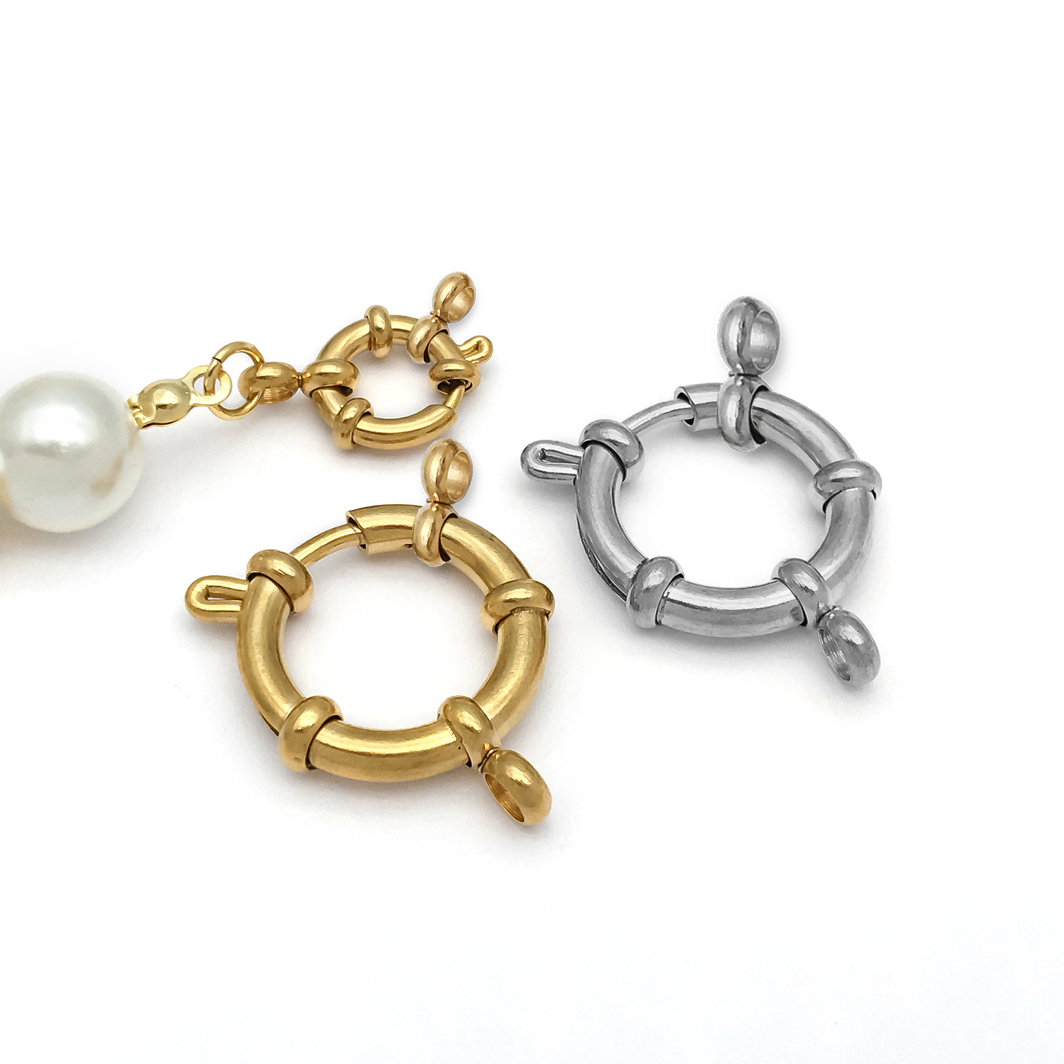 2pcs Stainless Steel Round Cla - Jewelry Making Accessories avaliação e preço