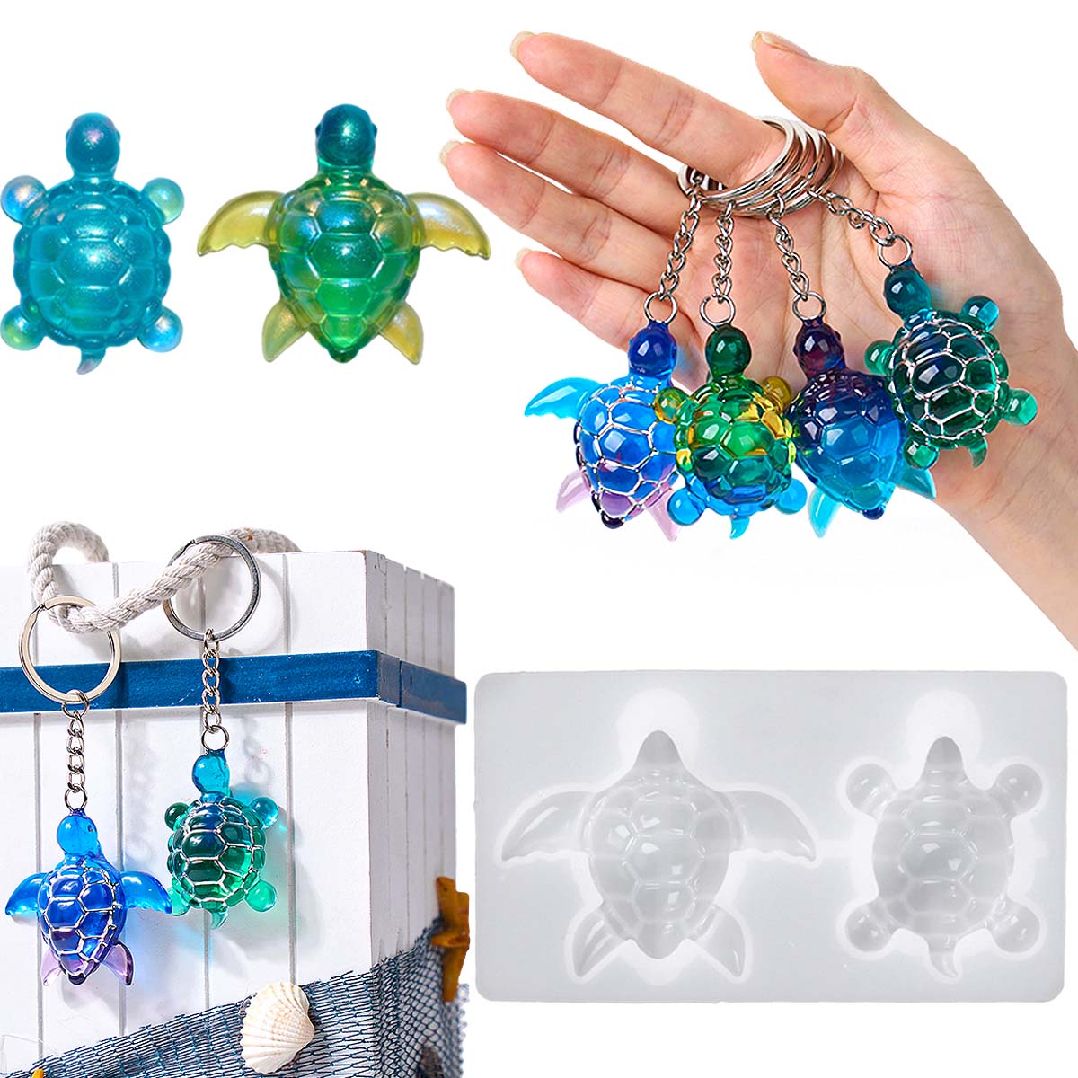 3D Sea Turtle Keychain Silicon - Jewelry Making Mold avaliação e preço