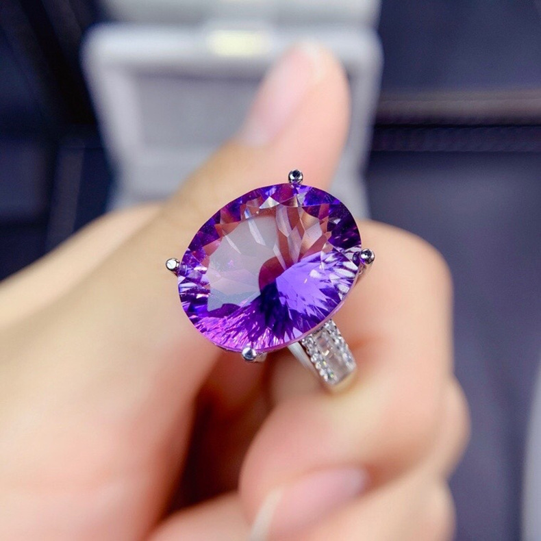 Natural Purple Amethyst Quartz - Ring Blank Adjustable avaliação e preço