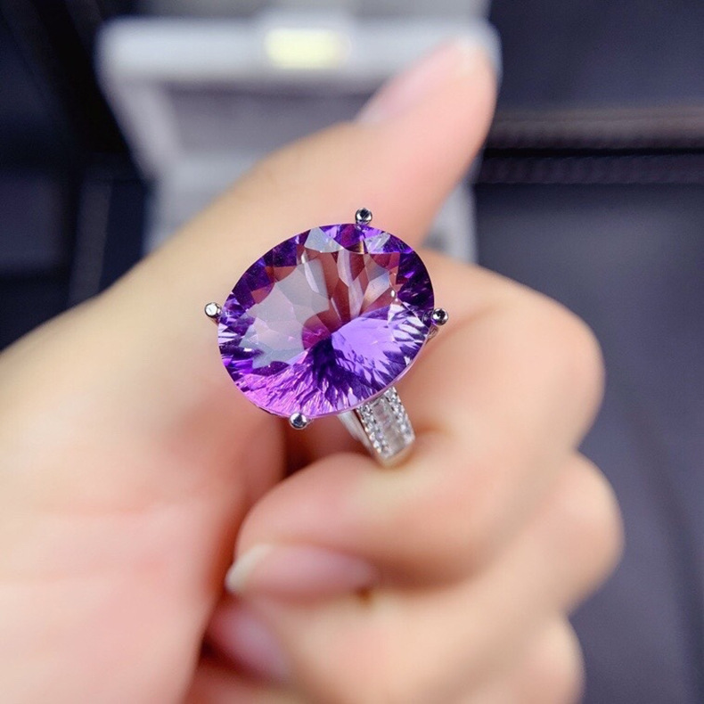 Natural Purple Amethyst Quartz - Ring Blank Adjustable avaliação e preço