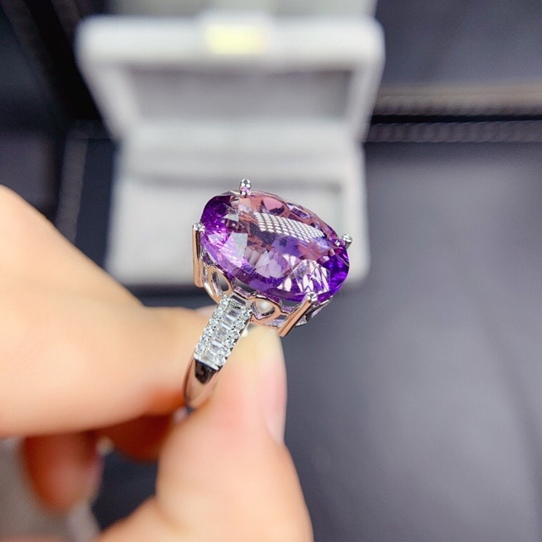 Natural Purple Amethyst Quartz - Ring Blank Adjustable avaliação e preço