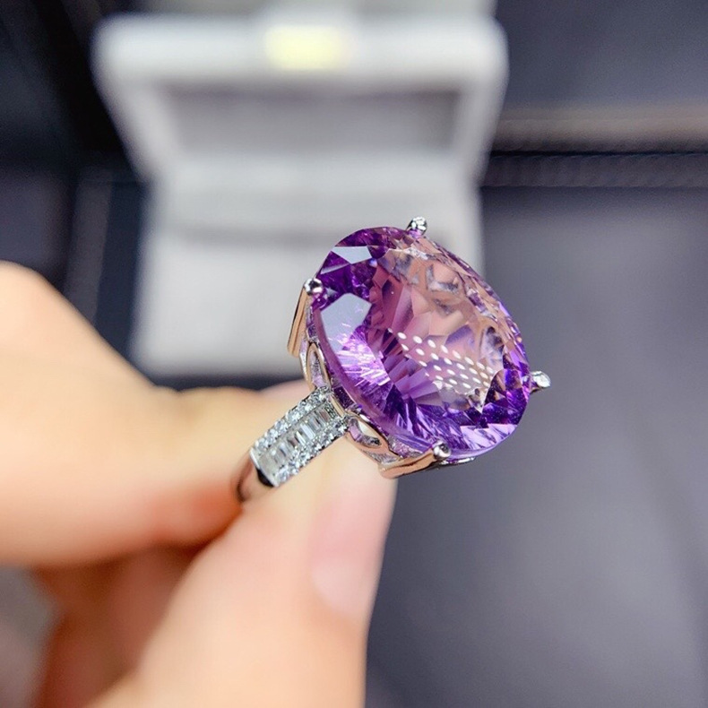 Natural Purple Amethyst Quartz - Ring Blank Adjustable avaliação e preço
